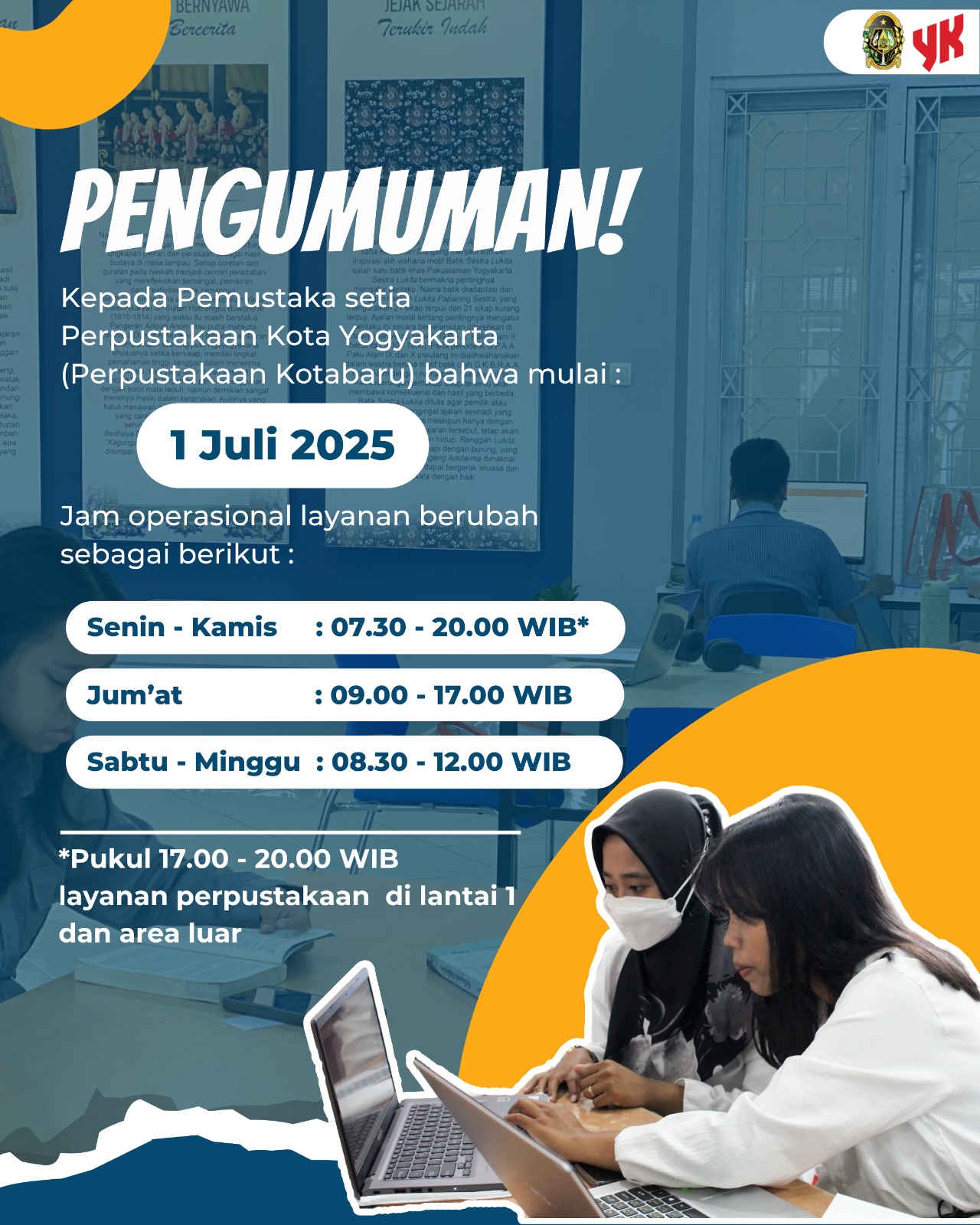 Perpustakaan Kotabaru Yogyakarta Kini Buka hingga Malam’ Ruang Belajar dan Literasi Makin Terbuka untuk Semua