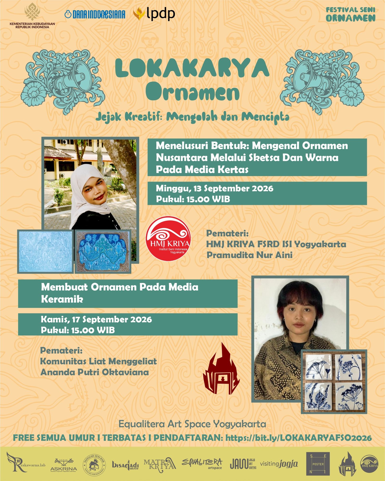 Lokakarya Ornamen Yogyakarta Gratis untuk Semua Umur